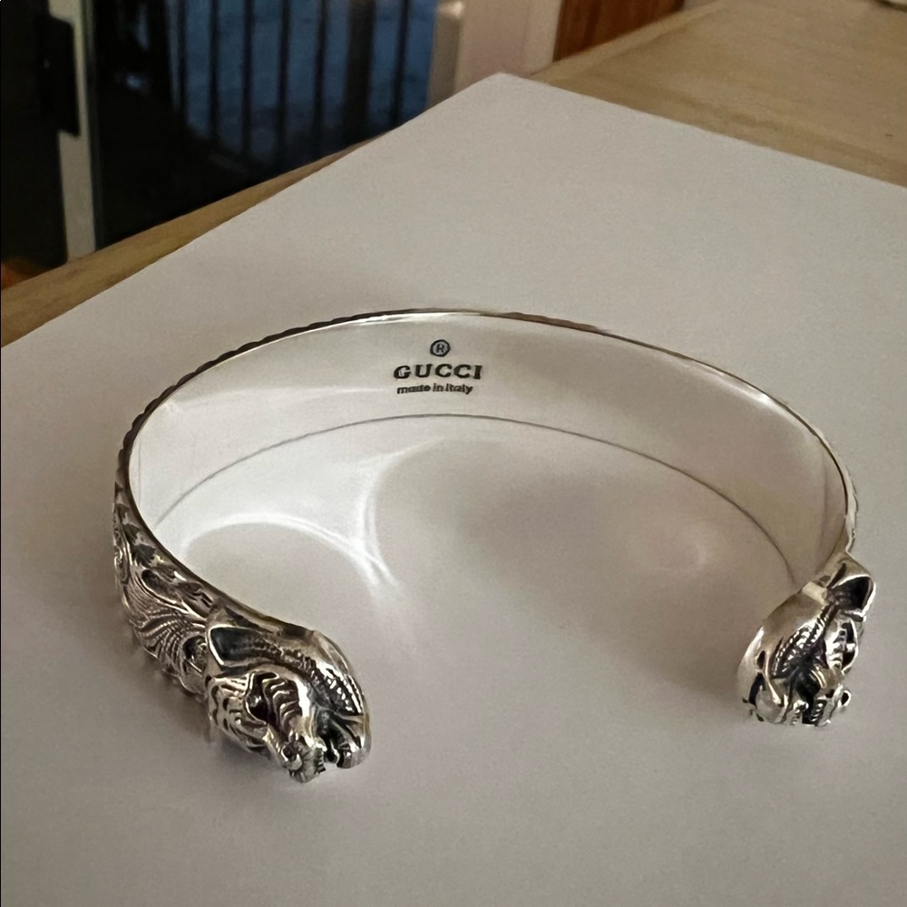 GUCCI Bracelet Cuff Feline Head 925 sterling silver